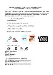 English Worksheet: 6th grade 2nd term 2nd exam