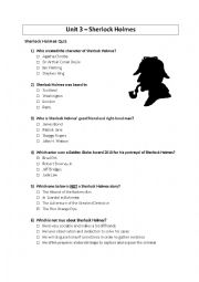 English Worksheet: Sherlock Holmes Quiz