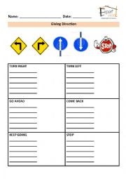 English Worksheet: Giving direction