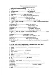 English Worksheet: comparison of adjectives