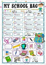 English Worksheet: My school bag