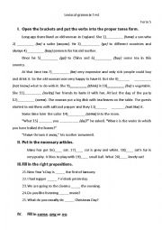 English Worksheet: Lexical-Grammar Test (mixed)