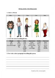 English Worksheet: Describing people 