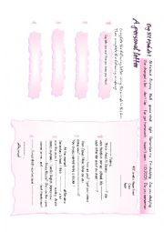 English Worksheet: A personal letter mindmap