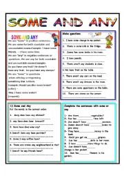 English Worksheet: SOME AND ANY