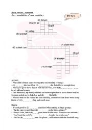 English Worksheet: crossword  having dinner with  the smiths