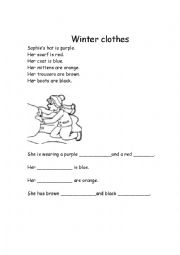 English Worksheet: Winter clothes- Read the instructions to color the pictures