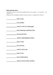 English Worksheet: Find someone who...interactive ESL exercise