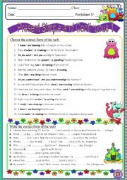 English Worksheet: Present Simple and Continuous 1