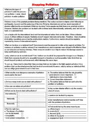 English Worksheet: stopping pollution