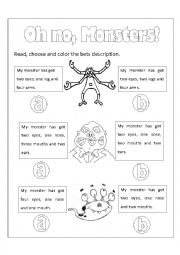 English Worksheet: Monsters Body Parts