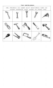 English Worksheet: Tools Picture Dictionary