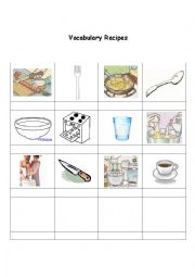English Worksheet: vocabulary recepes