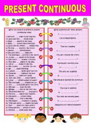 English Worksheet: PRESENT CONTINUOUS