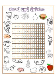 English Worksheet: Wordsearch - food and drinks