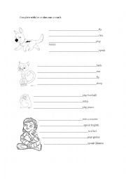 English Worksheet: Bolt Superdog can/cant