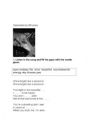 English Worksheet: Diamonds by Rihanna