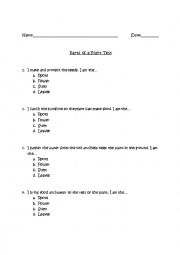 English Worksheet: Parts of a Plant Test