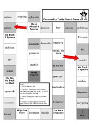 English Worksheet: Personality Traits Board Game