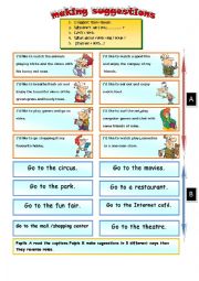 English Worksheet: making suggestions ( speaking cards)
