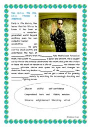 English Worksheet: The Matrix- Character Neo Open and Cloze Passage