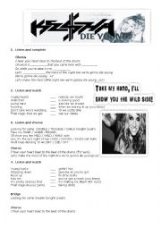 English Worksheet: Die Young  Kesha