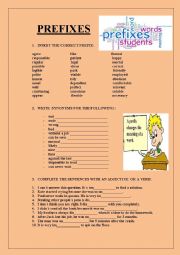 English Worksheet: PREFIXES