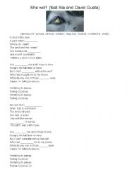 English Worksheet: She wolf - Sia