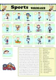 English Worksheet: Sports WORDSEARCH