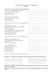 English Worksheet: Present Perfect with a perfect song
