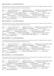 English Worksheet: Present Simple verbs  +s, +es, +ies