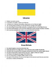 English Worksheet: Ukraine,Great Britain,THE USA,France,Spain,Czech Republic,Germany,Hungary,Poland