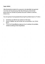 English Worksheet: Group Discussion - Drinking