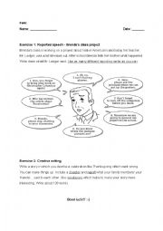 English Worksheet: Reported speech