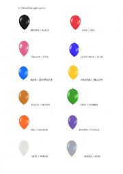 English Worksheet: Colour Excercise Ballons 2