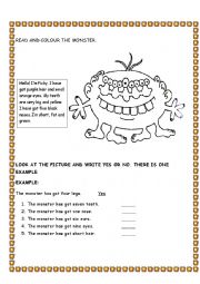 English Worksheet: MONSTER READING