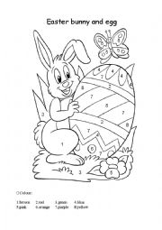 English Worksheet: Easter bunny for colouring