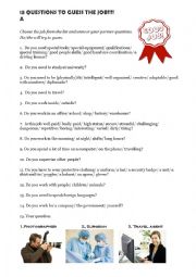 English Worksheet: Guess the job!!!  Speaking Task!!!  Present Simple.