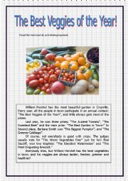 English Worksheet: The Best Vegetables of the Year!