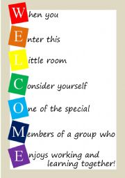 English Worksheet: Welcome Door Poster