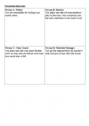 English Worksheet: Role Cards For Group Work