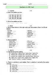 English Worksheet: Numbers