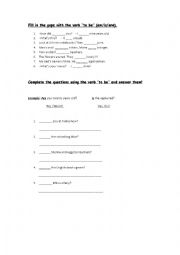 English Worksheet: verb to be questions and answers