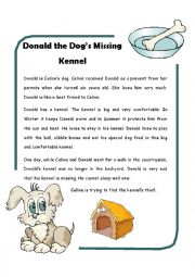 English Worksheet: Donald the Dog and the Missing Kennel