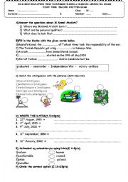 English Worksheet: an english exam for grade 8