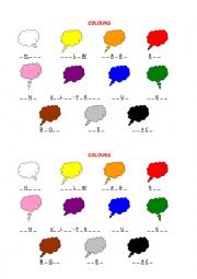 English Worksheet: Colours (naming)