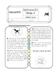 English Worksheet: test 1 grade 9 Tunisian school