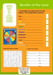 English Worksheet: Months