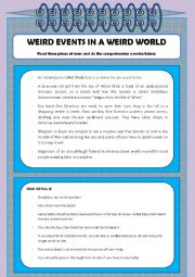 English Worksheet: Weird pieces of news in a weird world