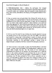 English Worksheet: End of term test n:3 (a text about  the earthquake that hit Haiti  +reading comprehension  activities +grammar+writing